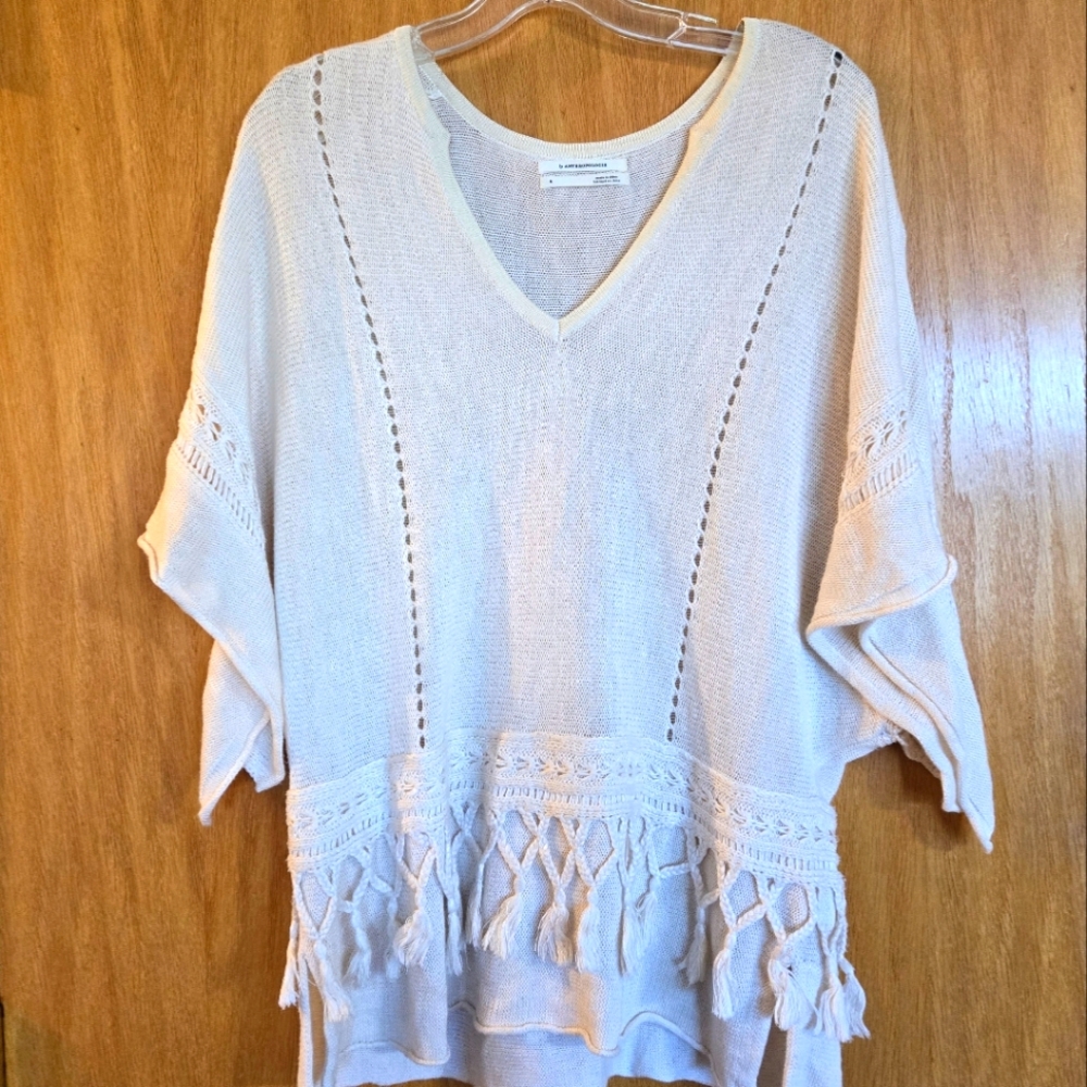 Anthropologie Crochet Tassel Top
